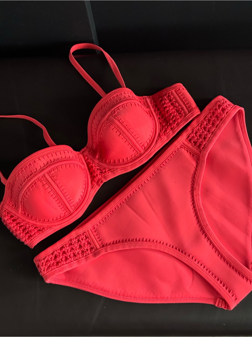 triangl swimwear Red Bikini Top with Black Brand Tag